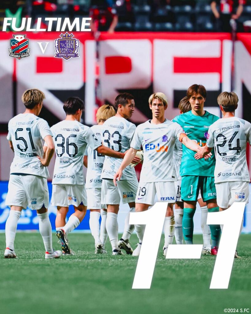 Sanfrecce Hiroshima chỉ có 1 điểm tại vòng 9 J-League 2024