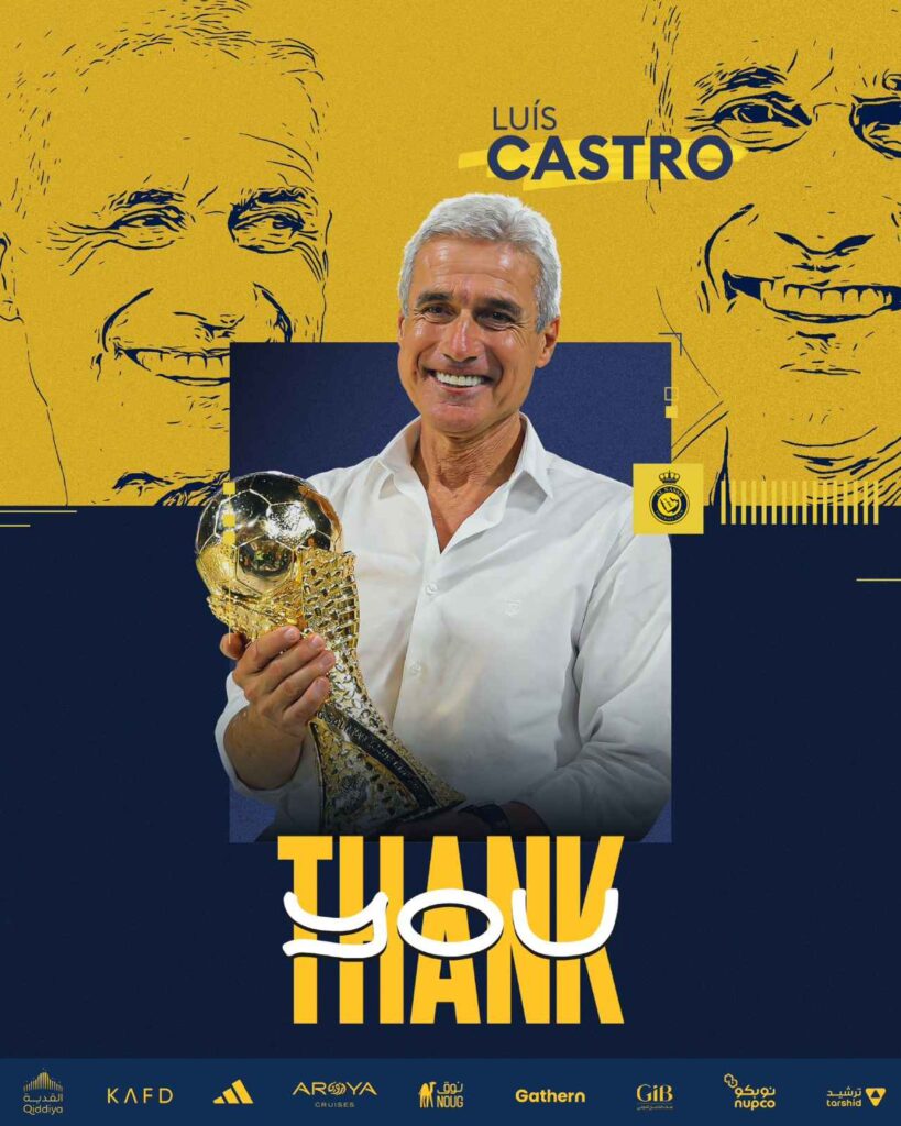 Thông báo chia tay HLV Luis Castro của Al Nassr.