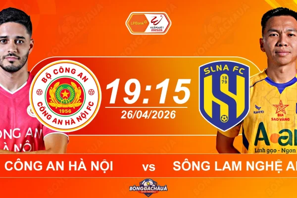 Công An Hà Nội đối đầu Sông Lam Nghệ An, 19h15 ngày 25042026