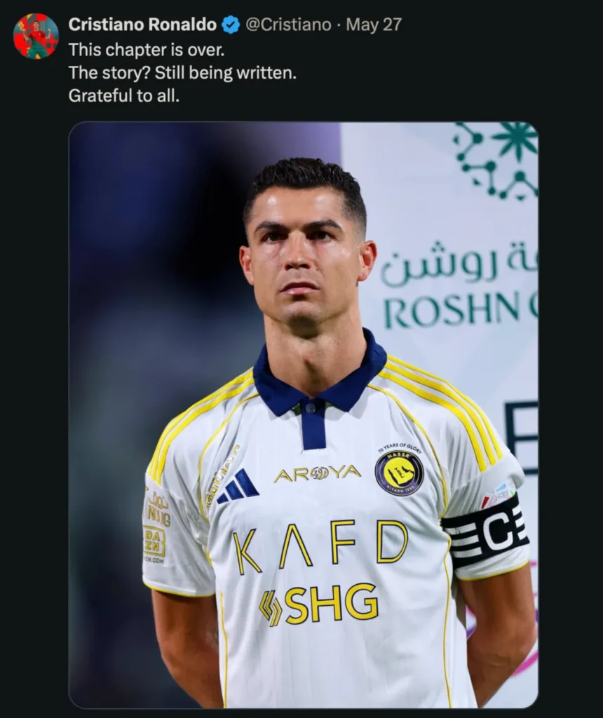 Chia sẻ đầy ẩn ý của Ronaldo trên mạng xã hội.
