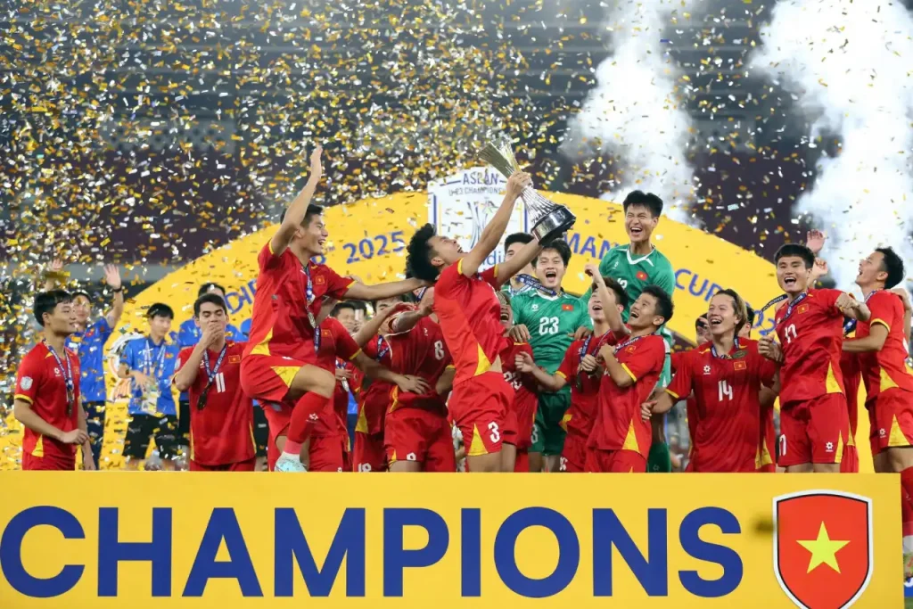 U23 Việt Nam ăn mừng chức vô địch U23 ASEAN Cup 2025.