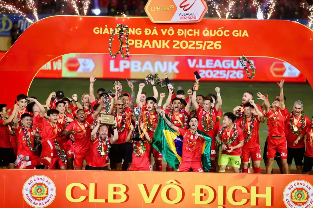 CLB Công An Hà Nội chính thức đăng quang tại V-League 2025/26. Ảnh: VFF